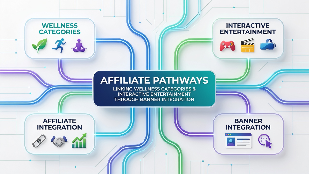 Data visualization of affiliate banner performance metrics linking wellness products to entertainment platforms