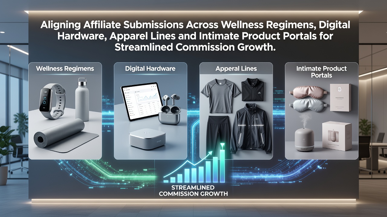 Overview of aligned affiliate submissions across wellness, hardware, apparel, and intimate product categories on a digital platform