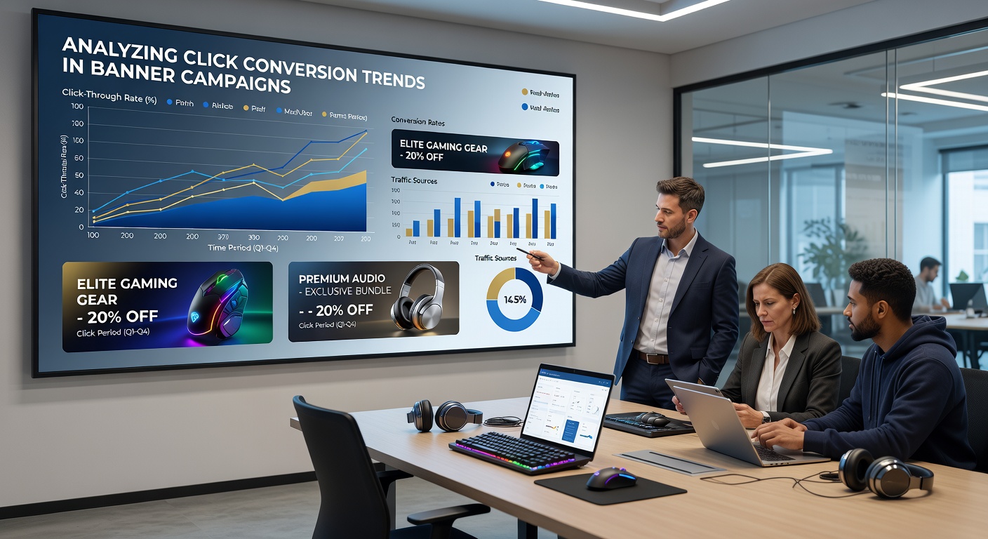 Detailed graph displaying comparative conversion rates for combined banner promotions in gaming, skincare, and wellness sectors