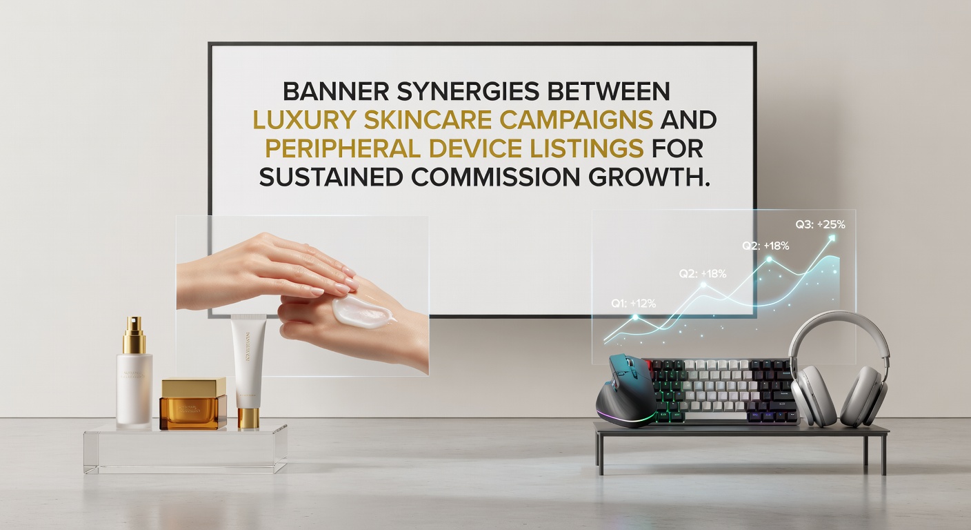 Banner placement examples showing skincare promotions alongside peripheral device categories on affiliate platforms