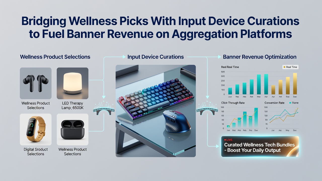 Detailed view of banner ad placements integrated between wellness supplement listings and ergonomic mouse recommendations on an aggregation dashboard