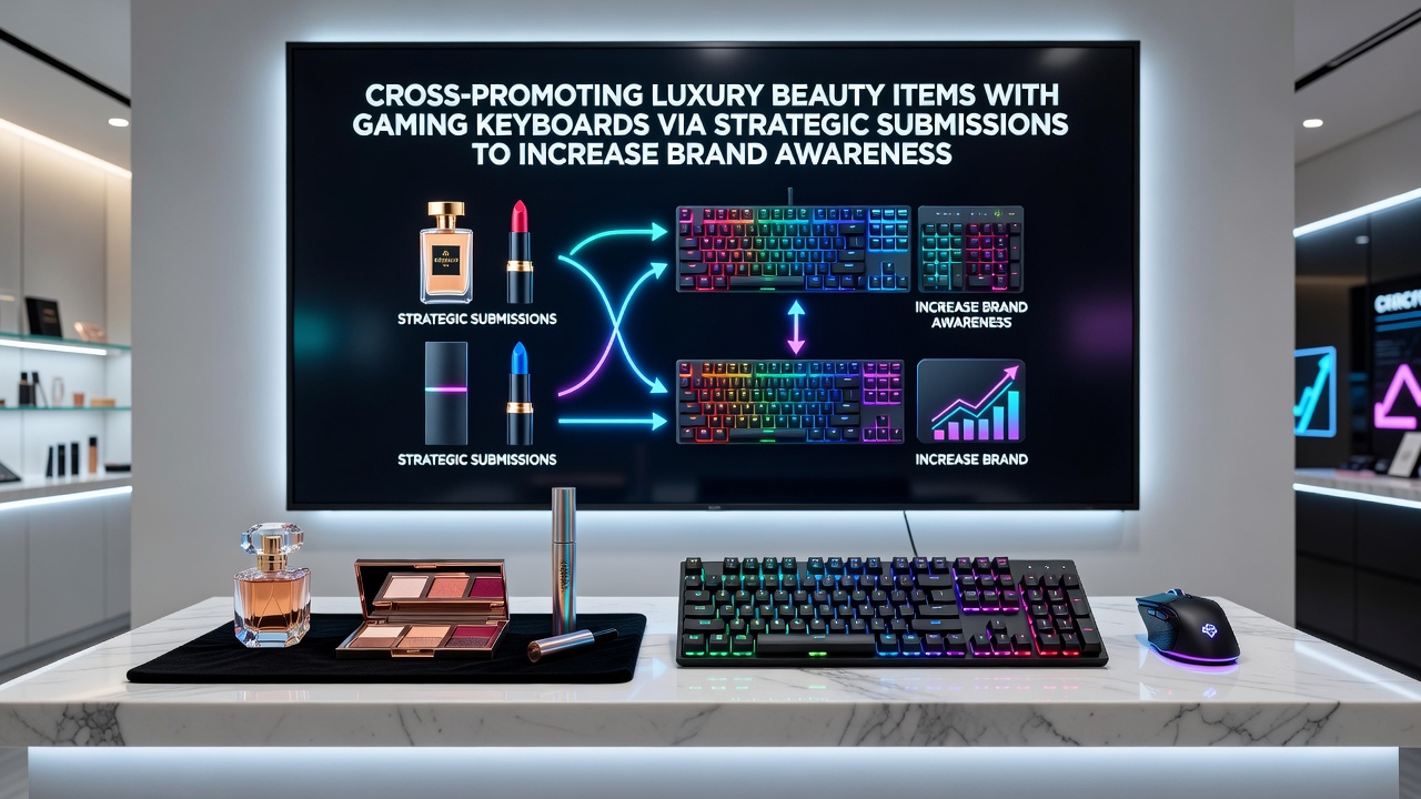 Banner advertising example showing luxury beauty and gaming keyboard cross-promotion