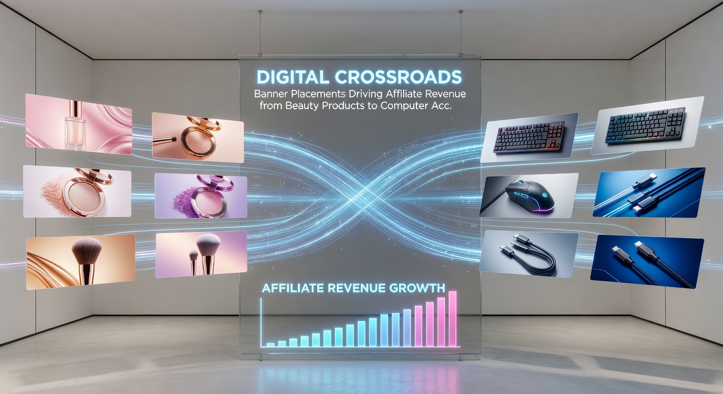Analytics dashboard displaying banner performance metrics across beauty and computer accessory affiliate campaigns