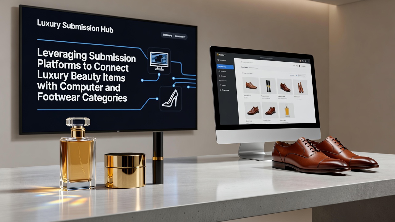Network dashboard displaying interconnected product categories with beauty, computer, and footwear items highlighted in affiliate performance reports