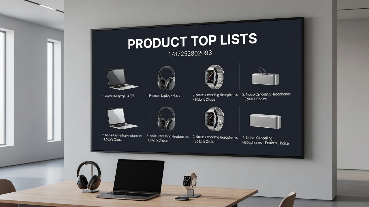 Detailed view of a product top list interface with category filters, submission forms, and performance tracking charts