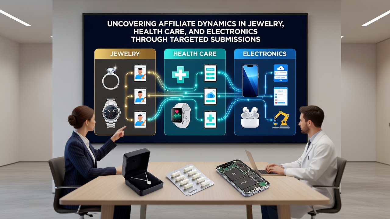 Targeted submission workflow connecting jewelry, healthcare, and electronics affiliates